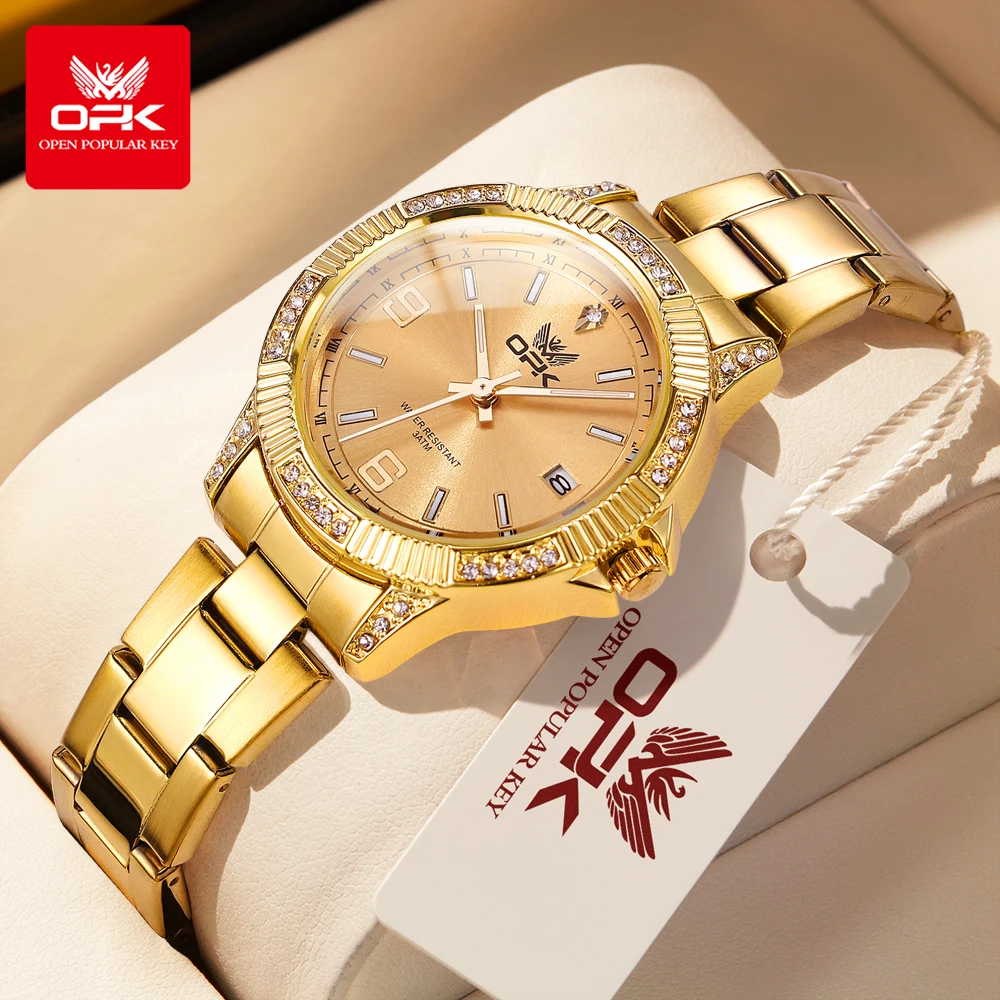 

OPK 8184 Woman Watch Fashion Simple Steel Strap Waterproof Luminous Auto Date Women's Watches Original Quartz Watches for Woman