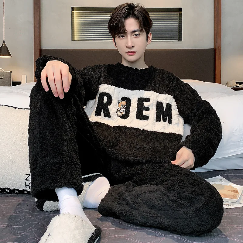 Hogere kwaliteit verdikt warm flanel Grote maten herenpyjama Winternachtkleding Loungewear Mode Gestreepte nachtkleding Homewear