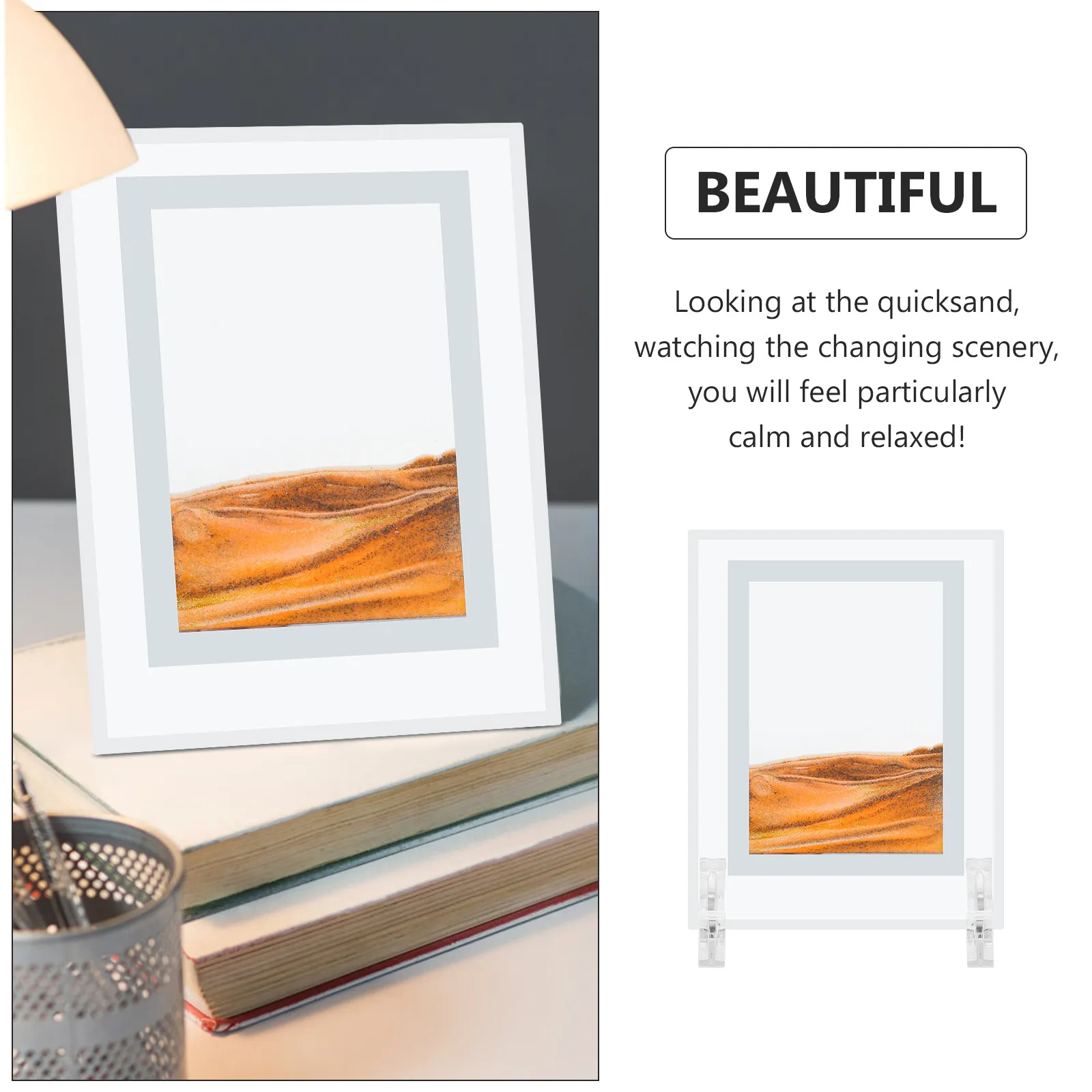 

Creative Quicksand Painting Decor with Fine Sand Effect Art Sand Painting Adorn for Desktop Living Room Chic Home