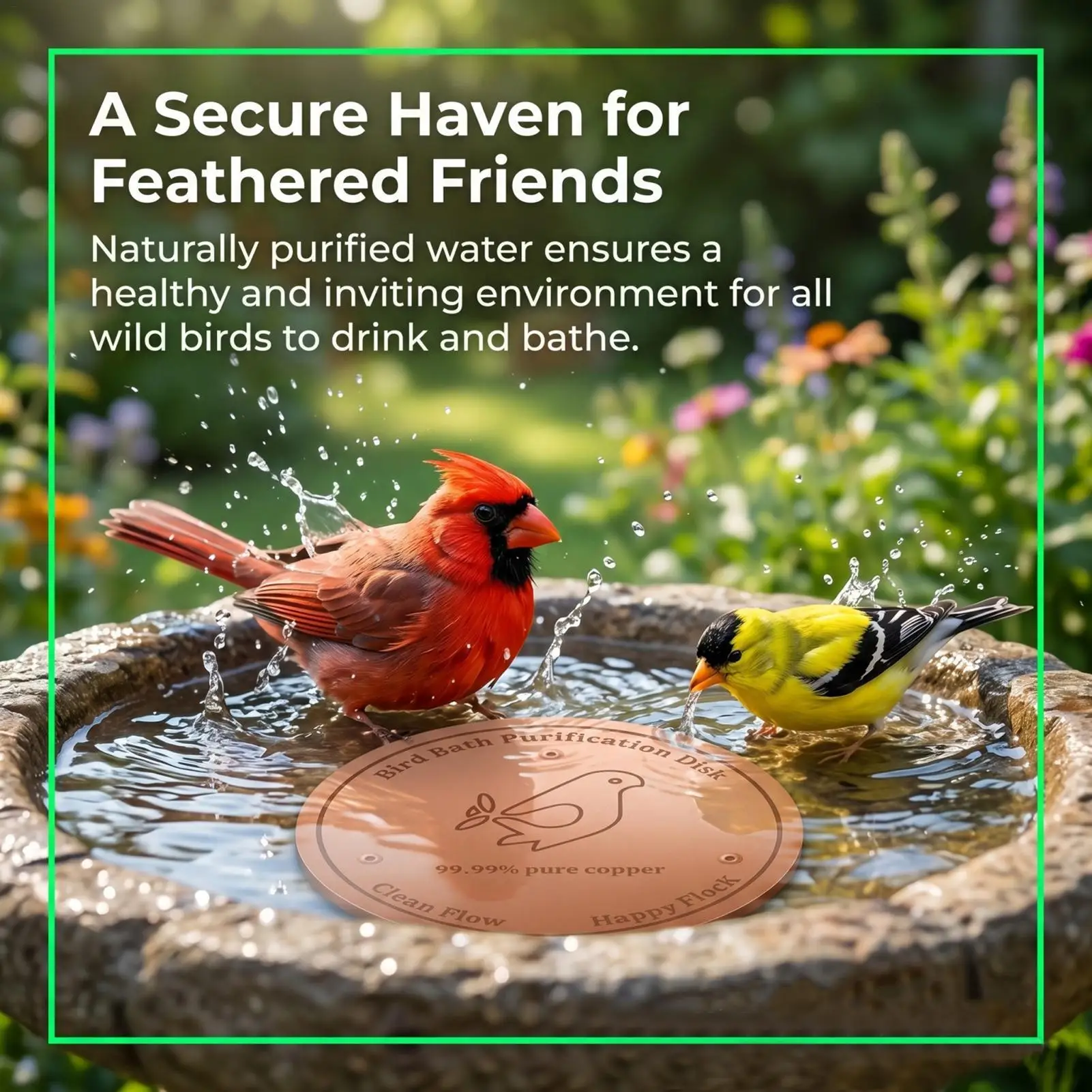 Copper Bird Bath Plate Birdbath Purification Tray Metal Cleaner Disks Feeder Accessories For Water Bowl Birdbath Purifier Plate
