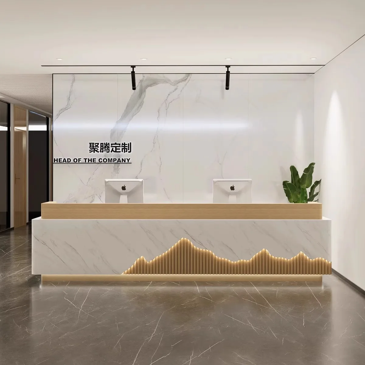 

Painted Solid Wood Premium Simple Company Bar Checkout Page Beauty Salon Reception Desk Marble Hotel Counter Front Desk