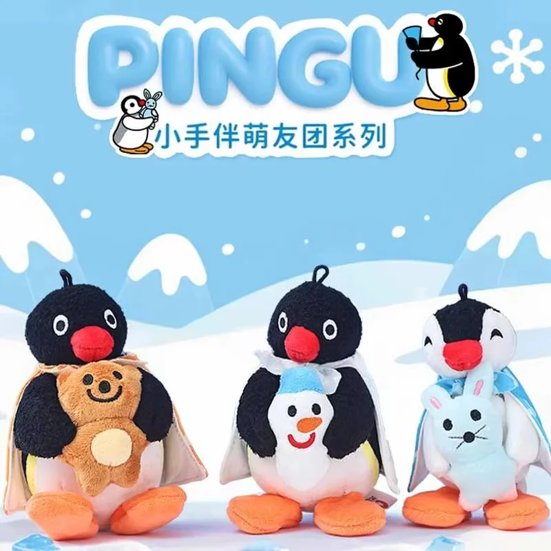 12cm Pingu Buddy Series Plush Keychain Cute Penguin Holding Bunny Bear Snowman Mini Stuffed Doll Backpack Bag Pendant Gift view 6