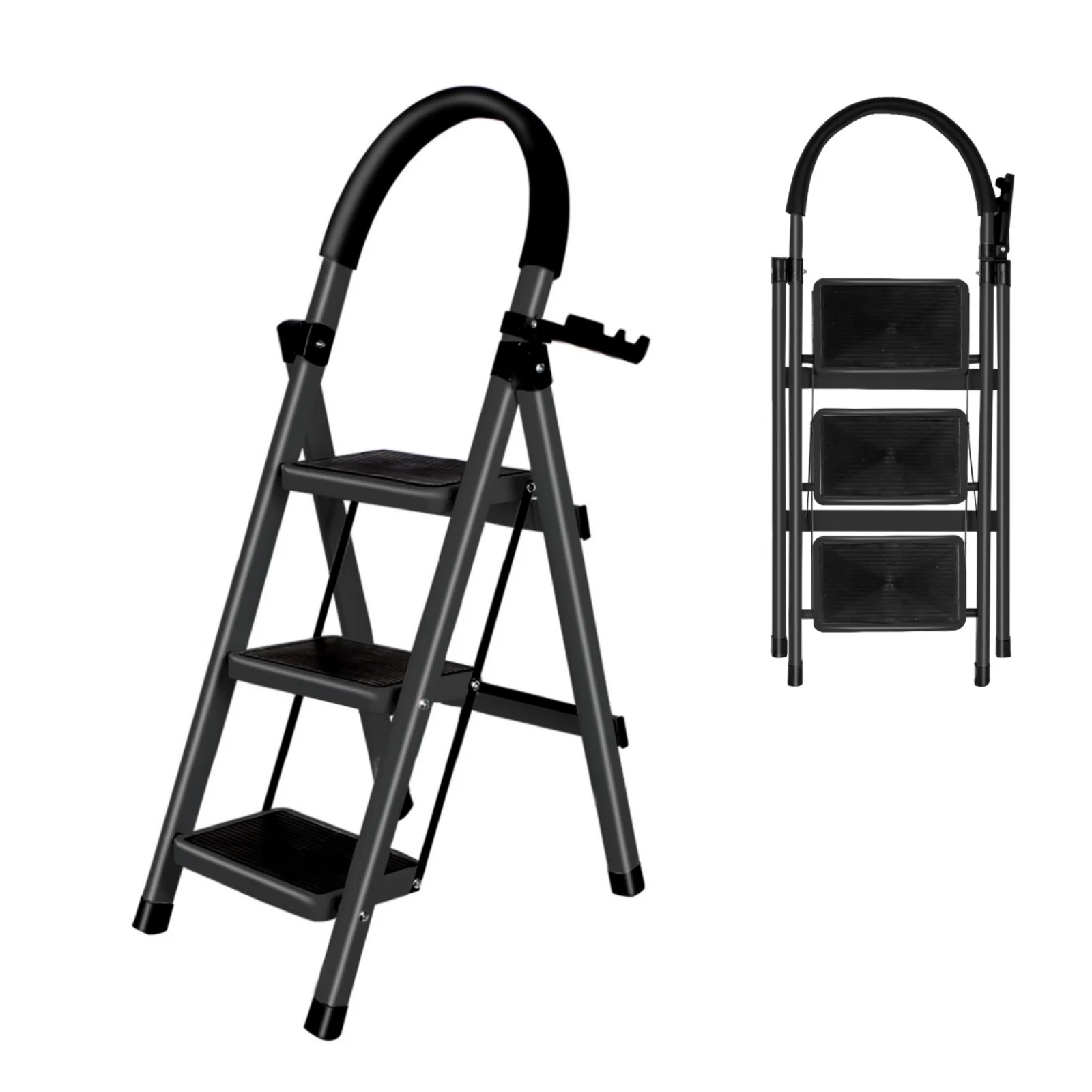 Échelle 3/4/5 marches, échelle pliante portable légère et robuste en acier avec pieds antidérapants, escabeau pour le bricolage et le jardinage