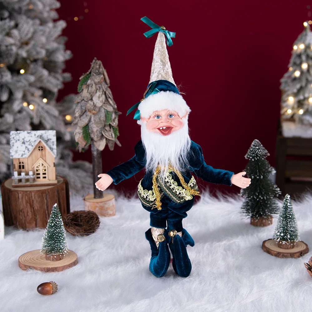 2026 New Custom Christmas Elves With Wreath Hanging Decoration Elf Home Party Wall Pendants Ornaments Christmas Plush Elf Dolls
