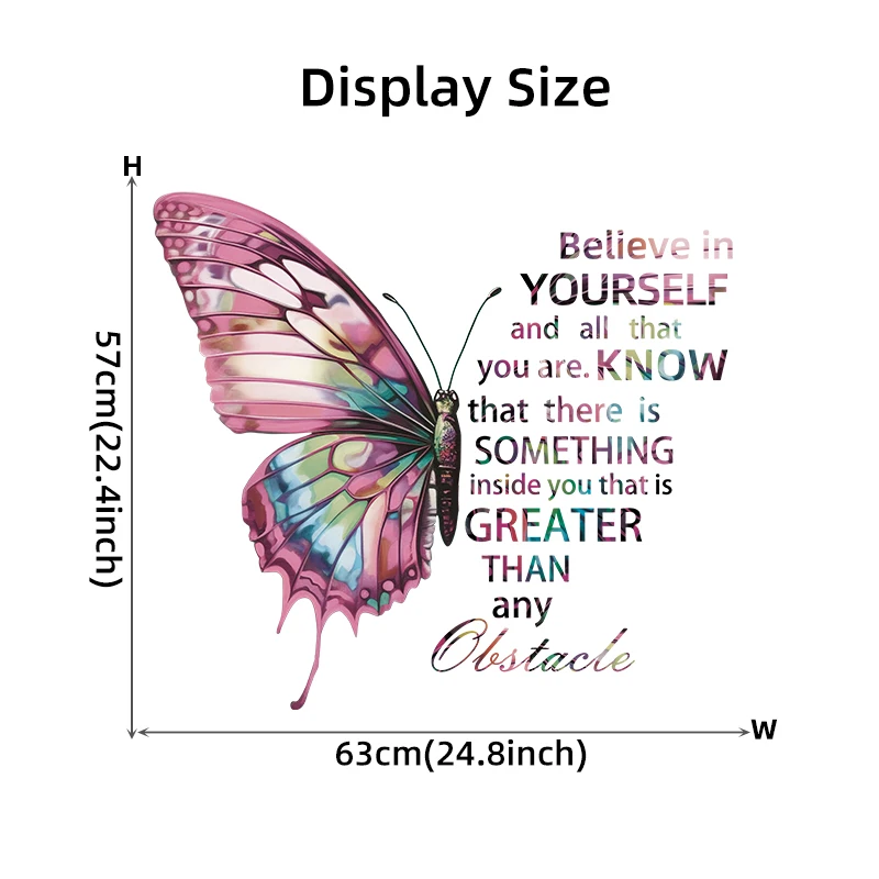 1Pc Colorful Beautiful Text Butterflies Wall Stickers Girls Room Decoration for Bedroom Wall Art Sweet Home Decor Living Room