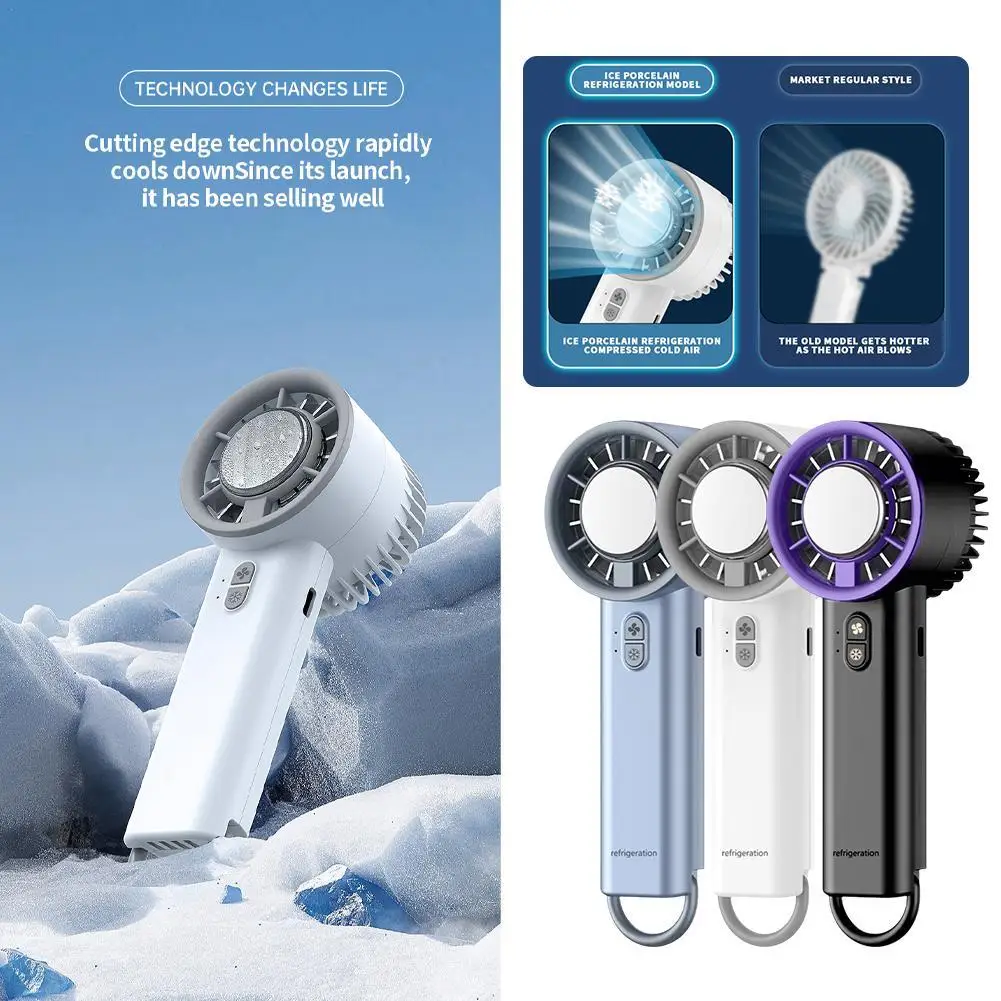 

Handheld Ice Compress Fan USB Rechargeable Semiconductor Refrigeration Portable Small Charging Turbo Mini Fan Air Conditioner