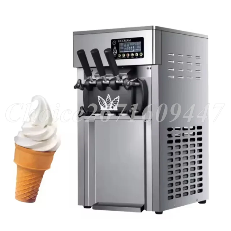 Multifunctional Soft Ice Cream Machine Automatic Sweet Cone Ice Cream Vending Machine 18l/H Three Flavors Soft Ice Cream Machine