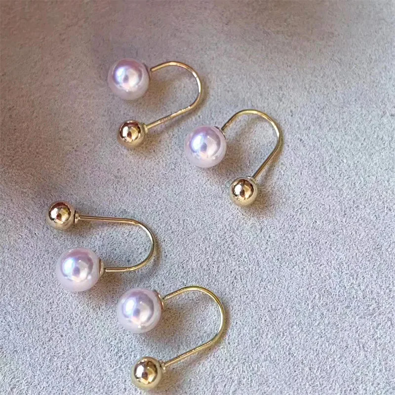 

18K Yellow Gold Akoya Saltwater Pearl Studs, Tennyo Grade Brilliant Round Earrings, Ultimate Luster Ocean Jewelry