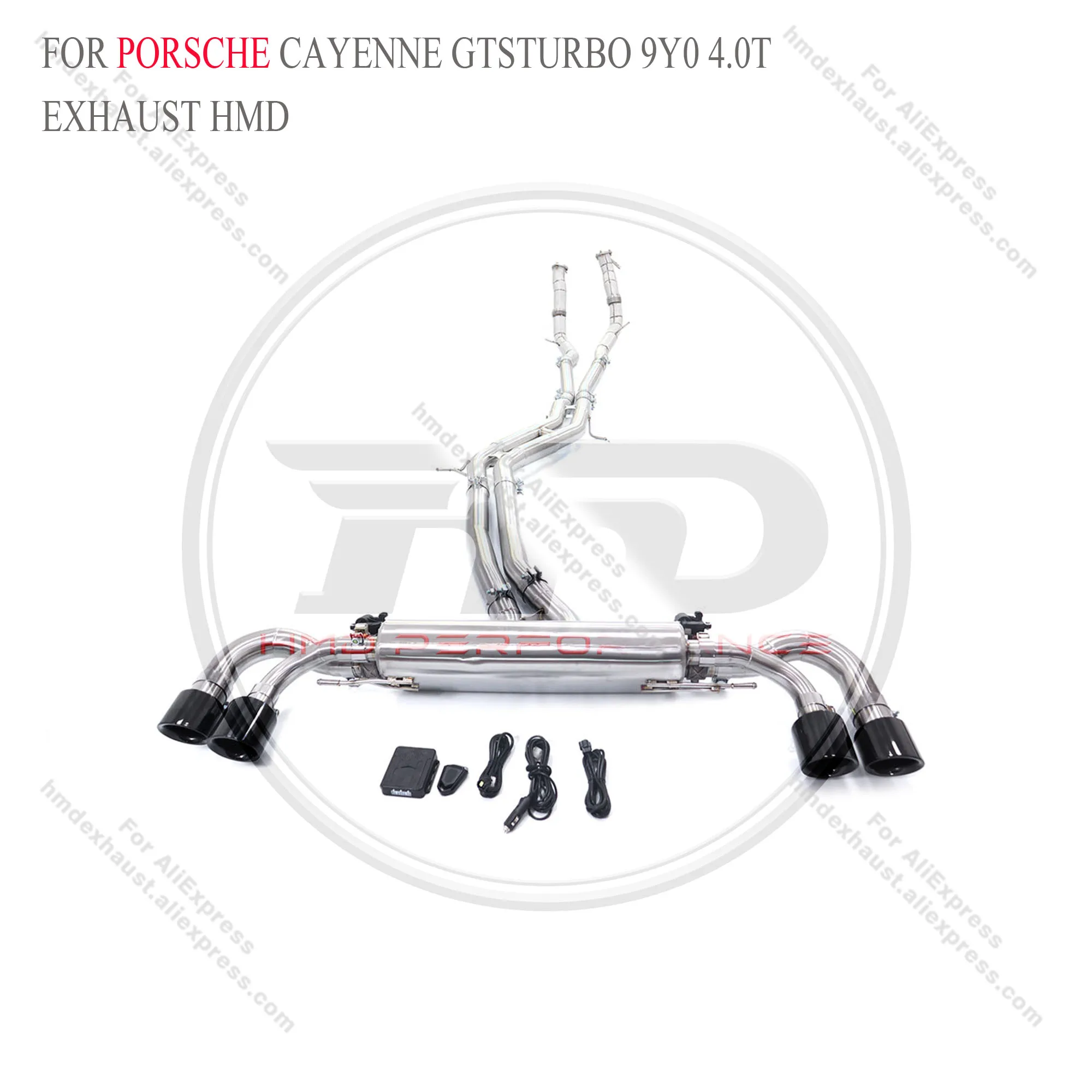 

HMD stainless steel exhaust system cat back resonant tube for Porsche cayenne GTS Turbo 9Y0 4.0T with valve