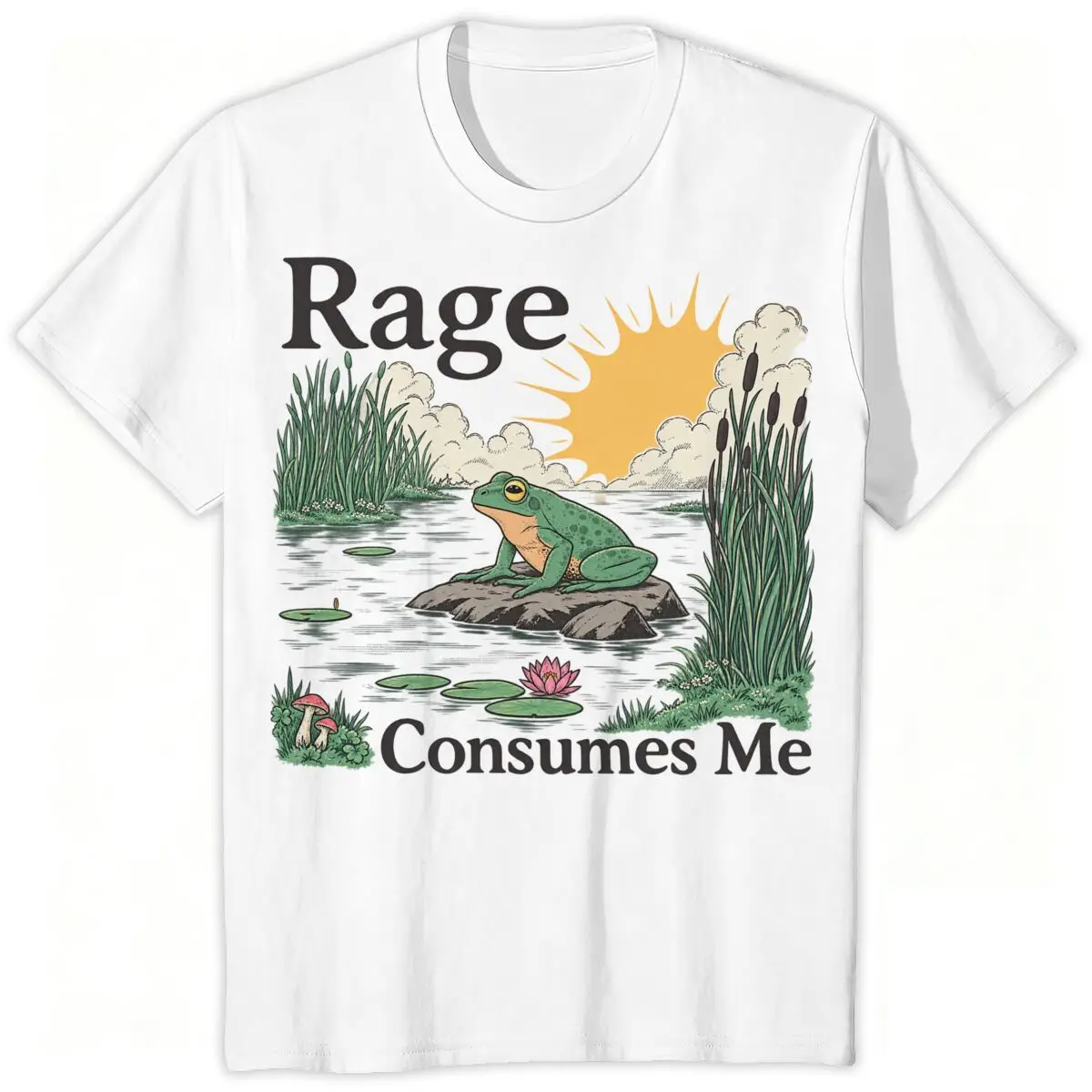 Vintage Frog Rage Consumes Me Graphic T-Shirt Men Women Retro Animal Frog Tee Crew Neck Short Sleeve Casual Male Tshirts