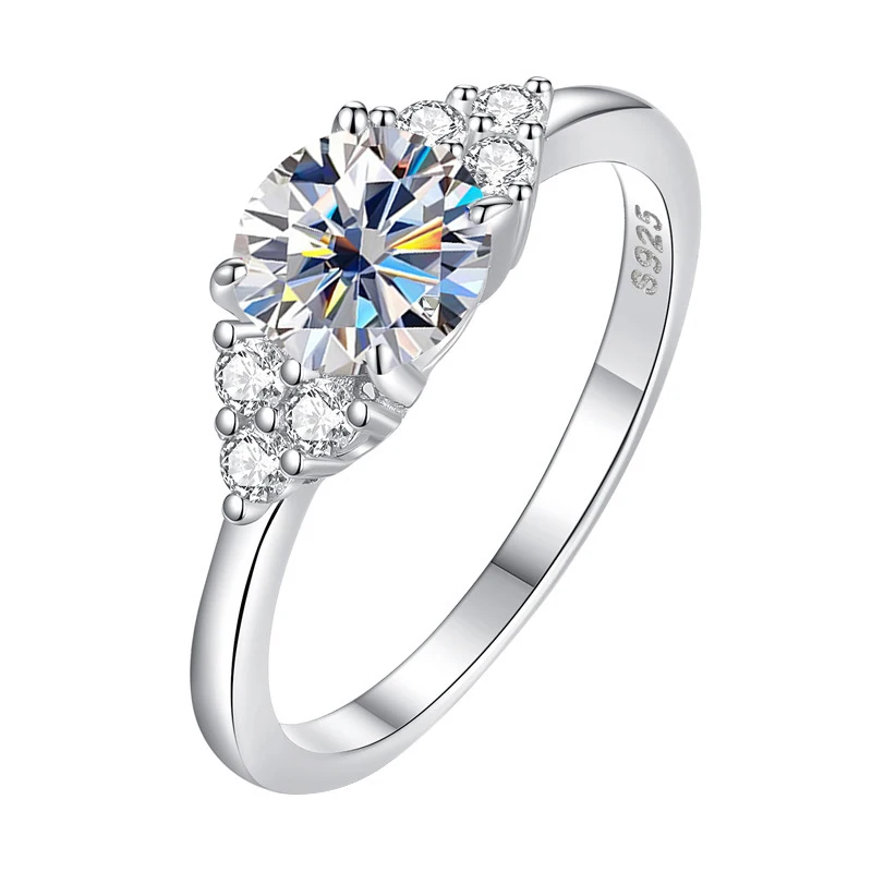 JOIAS HOME Silver 925 1CT/6.5mm D Color Moissanite D Women's Ring 925 Sterling Silver Solid Ring, Wedding Ring, Engagement Ring