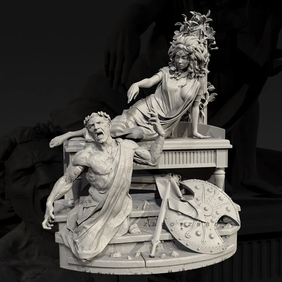 Full height 80mm 105mm 125mm Medusa resin soldier white mold TD-7692/3D