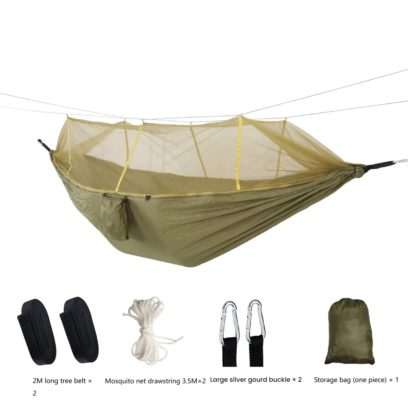 

Double/Single Camping Hammock with Mosquito Net - Lightweight Portable Nylon for Outdoor Travel Hiking