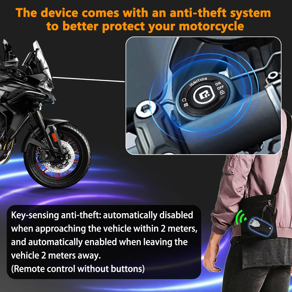 بدون مفتاح الوصول بدء نظام قفل دراجة نارية مفتاح التحكم بالإشعال عن بعد دون مفتاح ل CF Moto 800 MT CF Moto MT800 2021-2023