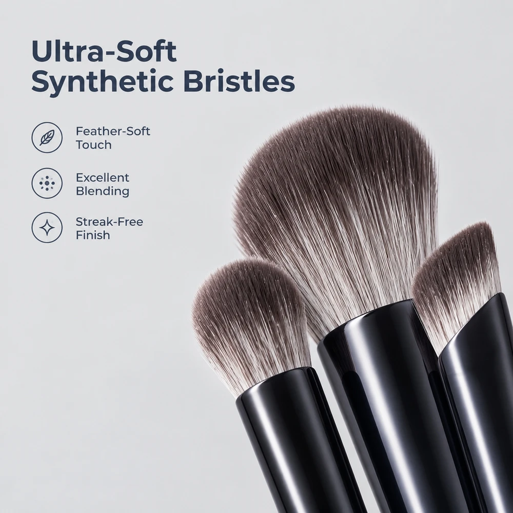 Black 10Pcs Eye Brush Set Soft Bristle Eyeshadow Blending Under Eye Liner Knife Edge Detailing Mini Makeup Tools Kit