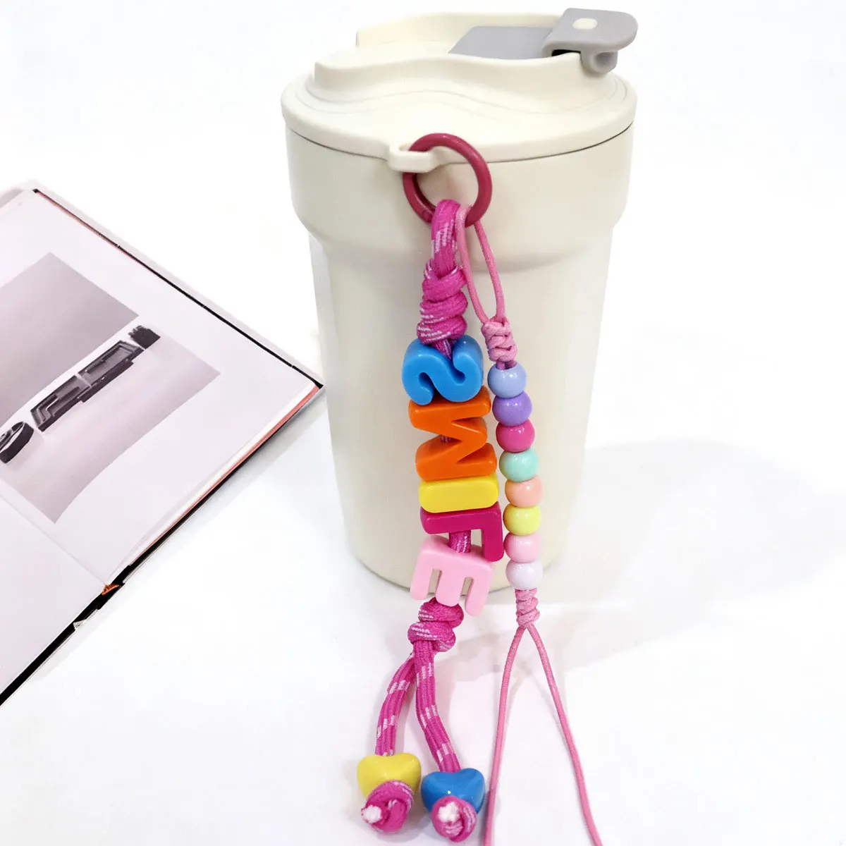 Personalized Colorful Braided Beaded Acrylic Letter Keychain