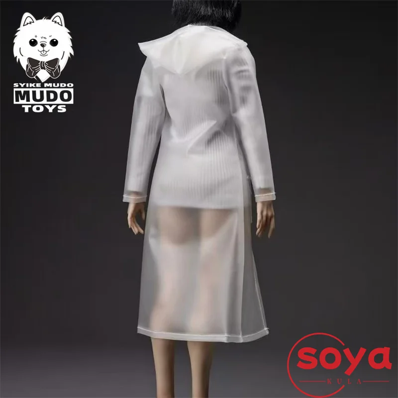 CTC-012 1/6 مقياس الإناث مقنعين معطف واق من المطر متجمد شفافة ملابس ضد المطر الملابس نموذج صالح 12 ''الجندي عمل الشكل الجسم الدمى #3