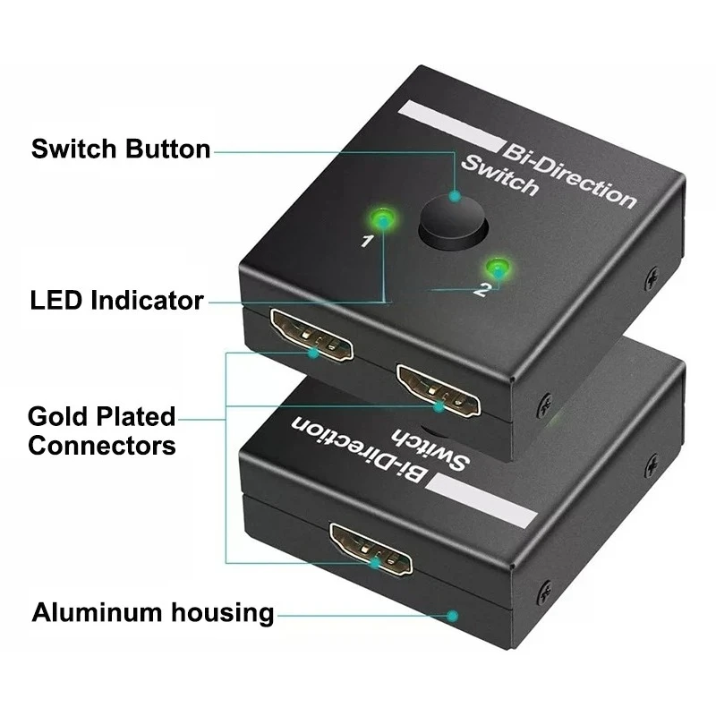 4K HDMI-kompatibler Switch Bidirektionaler Splitter 1x2/2x1 Adapter 2-in-1-Ausgang Konverter für PS4 Pro/4/3 TV Box Switcher Konverter – Detail 9