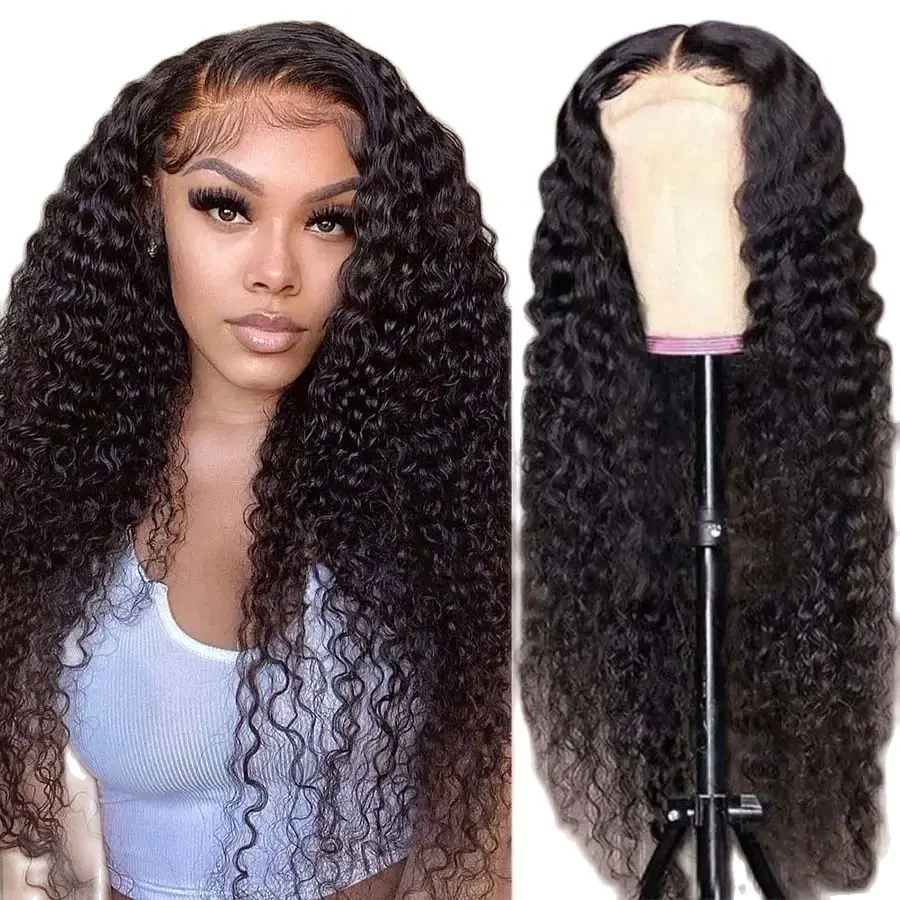 

Natural Color Deep Wave 13X6 Lace Front Wig Human Hair Lace Closure Wig Preplucked Jerry Curly Human Hair Wigs