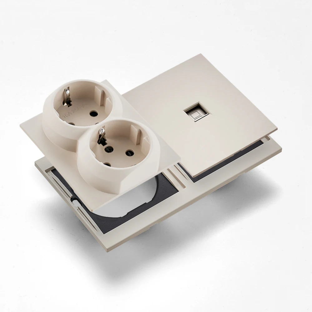 Skin Sensation 1 Socket Computer Skin Feel Paint Embedded Integrated Panel Power Sockets DIY Combination Embedded Paint Panel