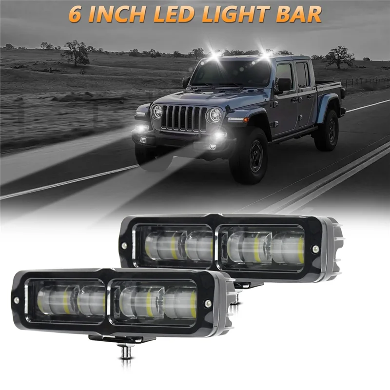 

2PCS 6 Inch LED Light Bar, 80W Fog Light Off Road Lights Work Light Bar For Truck SUV ATV Boat Motorcycle Parts White Light-A67F