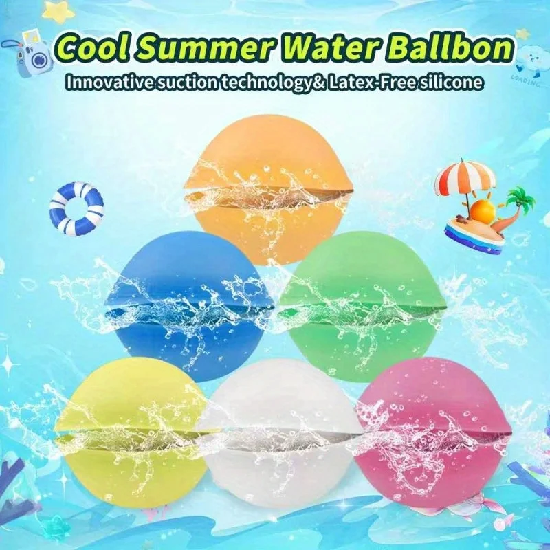 12Pcs Self-Absorbing Water Balls, Reusable, Self-Adhesive Water Balls for Swimming Pool and Beach Play, Kidsren's Outdoor Silicone Water Fight Toys