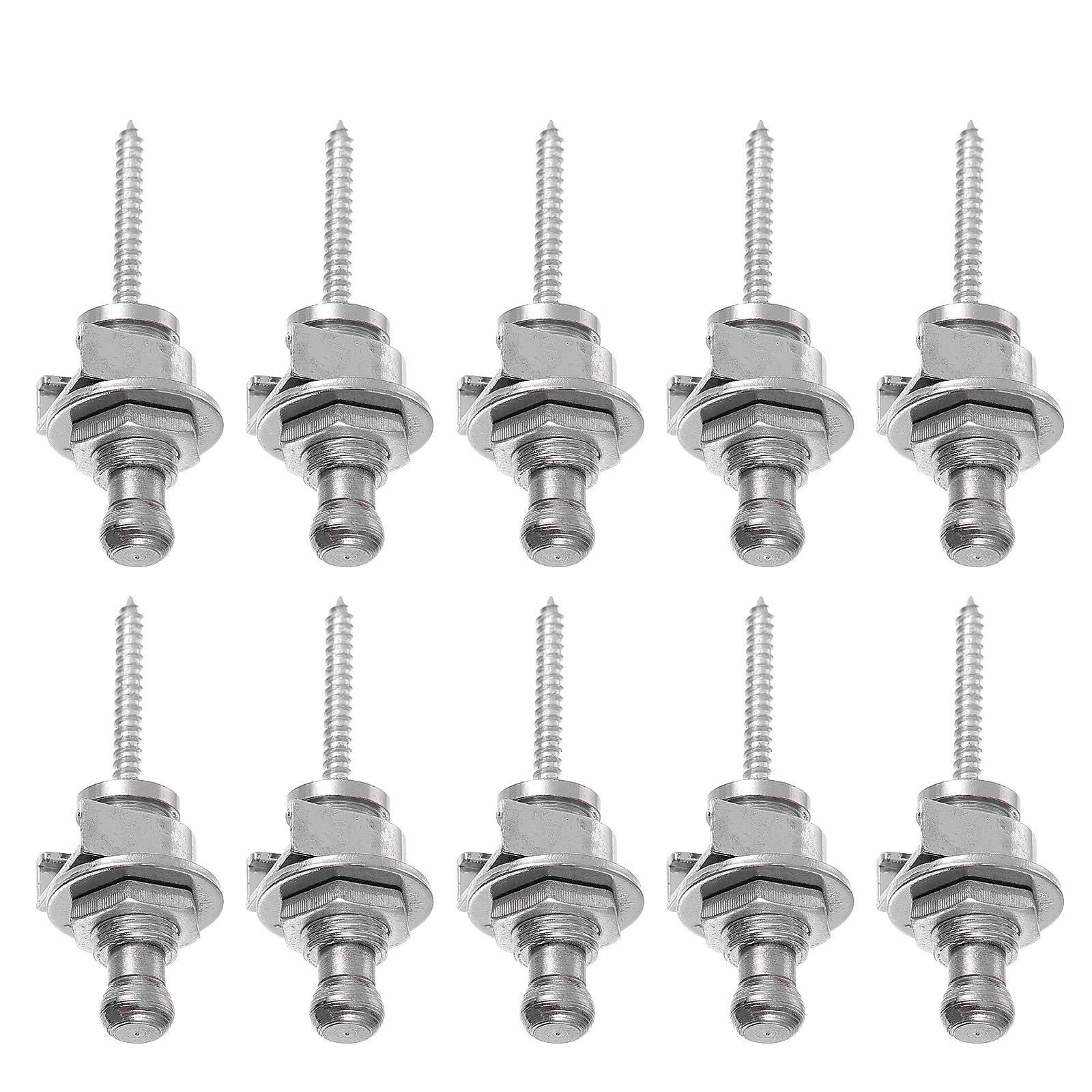 

10 Pcs Guitar Fastener Iron Strap Pegs Anti-falling Buckle Button Anti-slip Bass Belt Locks Silver