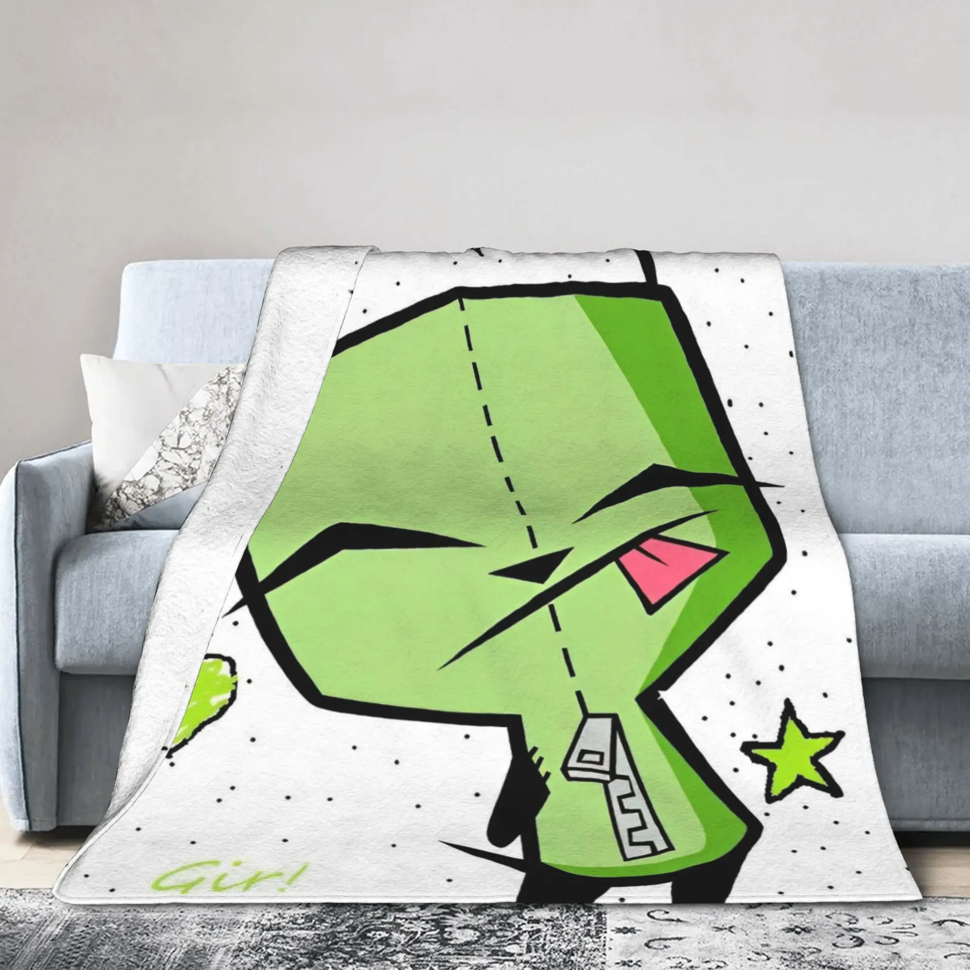 Invaders Zim Cartoon Blankets Fleece Print  Portable Super Warm Throw Blankets for Bed Bedroom Bedspreads