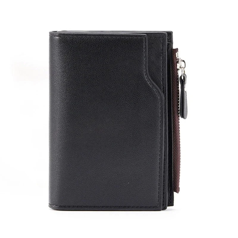 Herren-Geldbörse, kurze Ausführung, aus Kunstleder, schwarze oder kaffeefarbene Ausführung, mit Kreditkartenfächern und Reißverschluss, Herren-Geldbeutel, Geldtasche, Carteira Masculina. – Detail 7