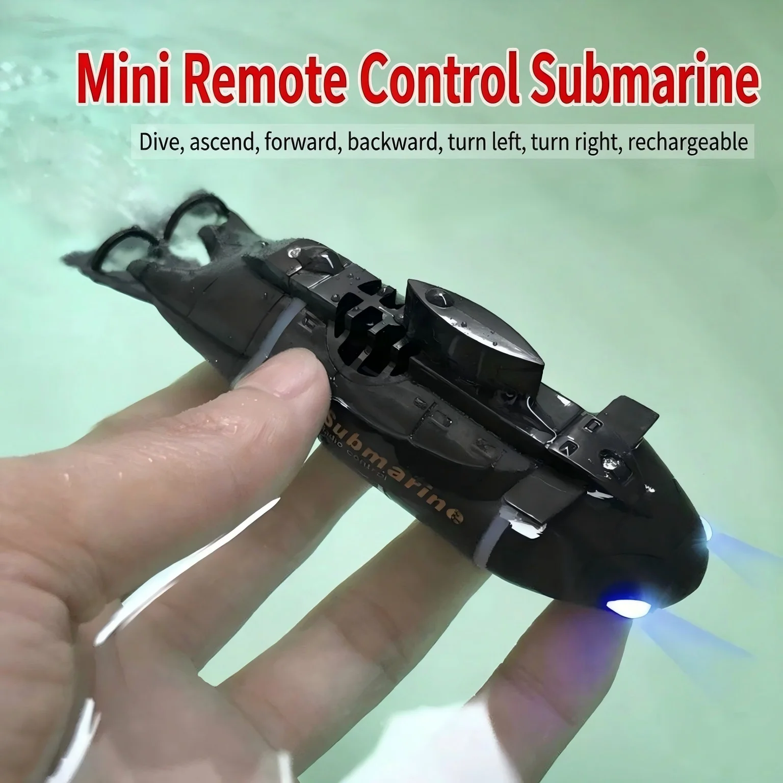 RC Submarine Toy 2.4G 6CH Mini Remote Control Diving Boat with LED Lights Pool Bathtub Toy Birthday Christmas Gift for Boys Girl
