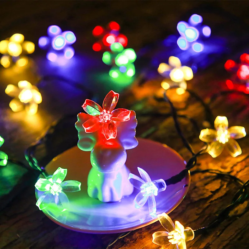 

Solar Fairy String Light Sakura Garlands 5/7/12M Peach Flower Cherry LED Lamp For Wedding Party Garden Christmas Outdoor Decor