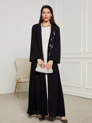 Eid perline Abaya musulmano per le donne caftano Cardigan con lacci Party Abaya caftano Ramadan Dubai abito lungo arabo jalabiya 2024