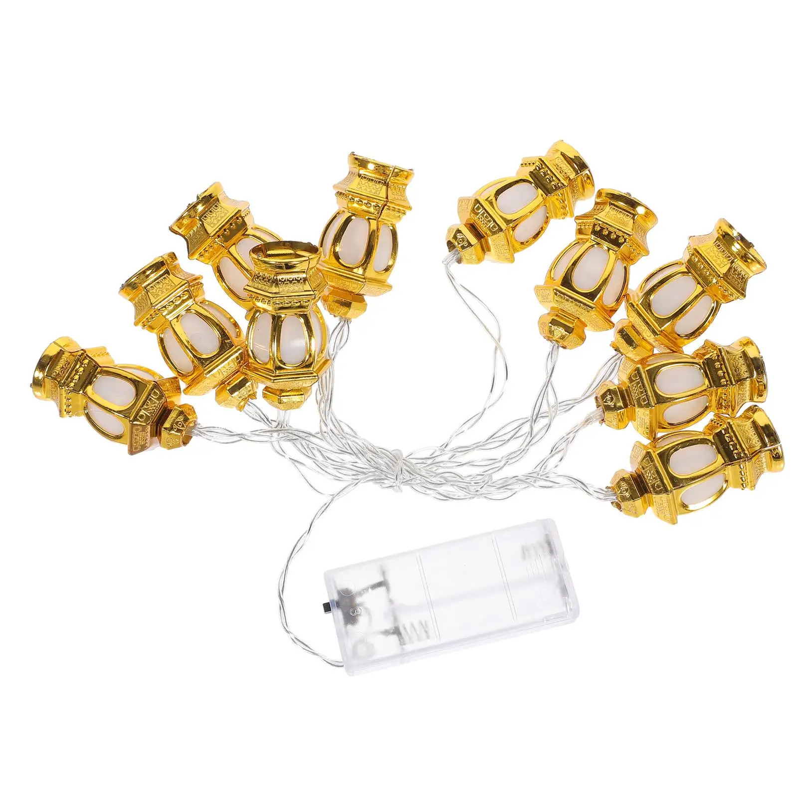 

1pc LED String Lamp Light Muslim Eid Decorative Lamp Hanging Light Party Supplies without (Golden 1.65m 10 Lights)
