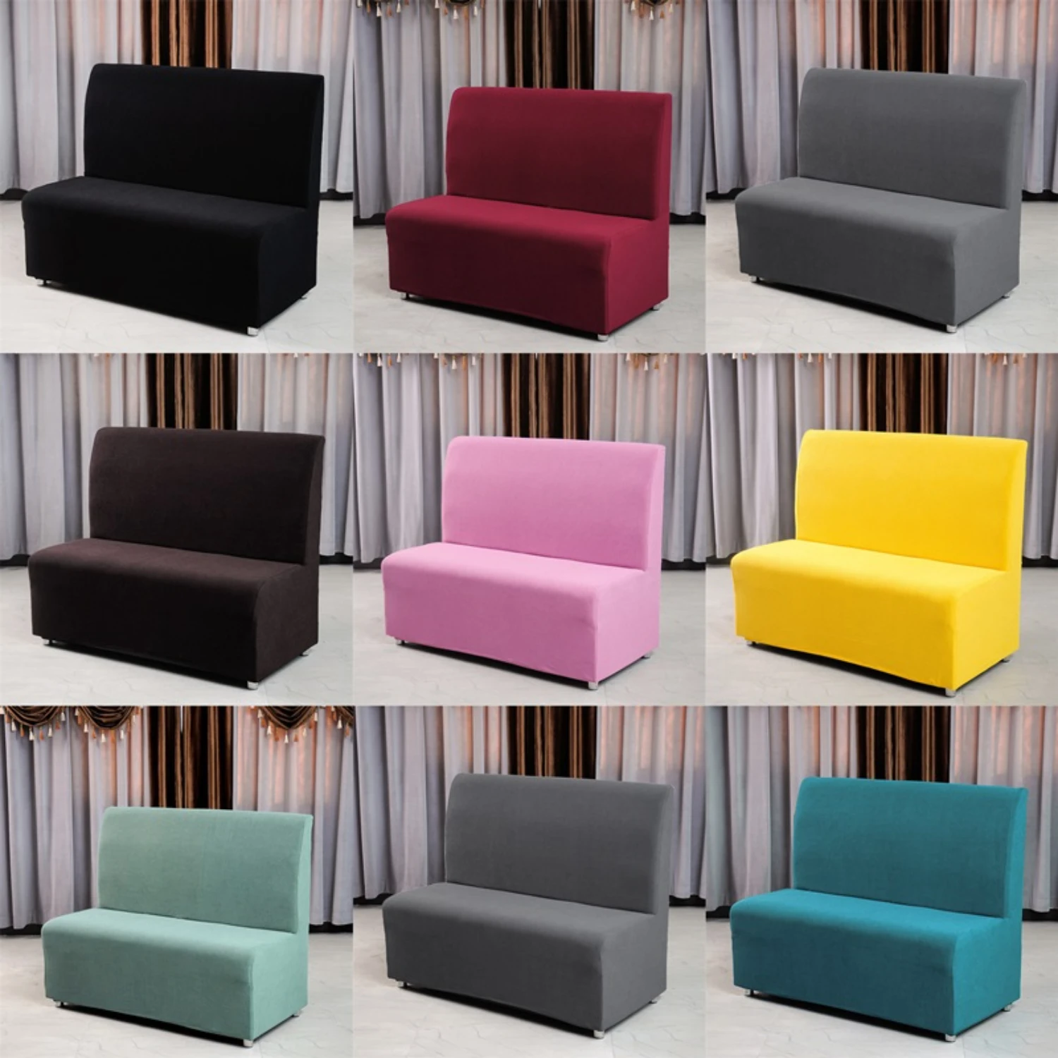 Luxurious, stylish, elegant armless polar fleece sofa slipcover - Comfortable stretch spandex couch cover for hotel, restaurant,