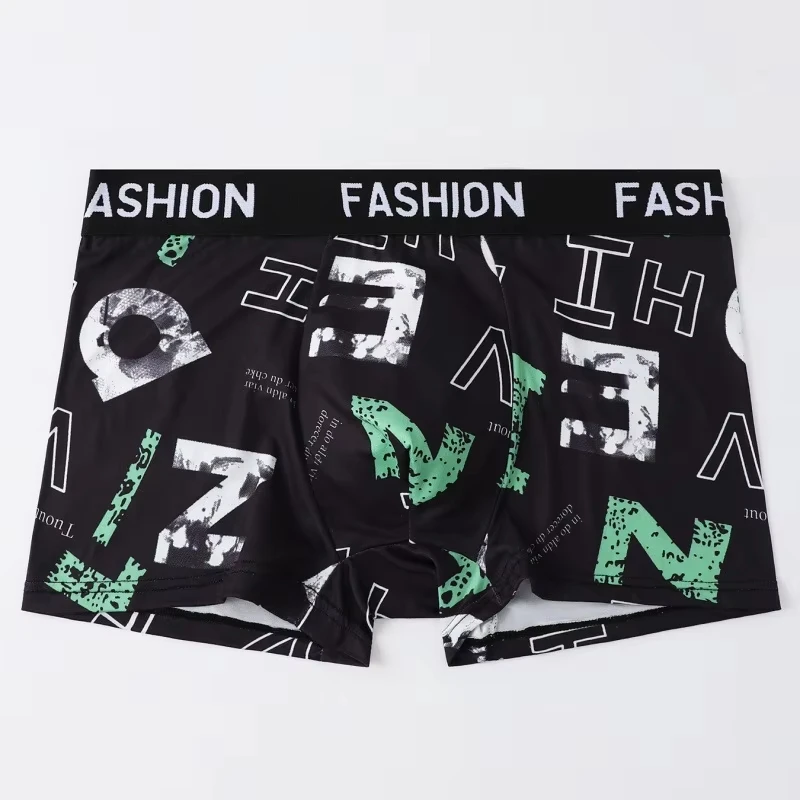 5pcs Random Men's Underwear Fashionable Printed Solid Color Men's Shorts Breathable Comfortable Quick Drying Sports Shorts
