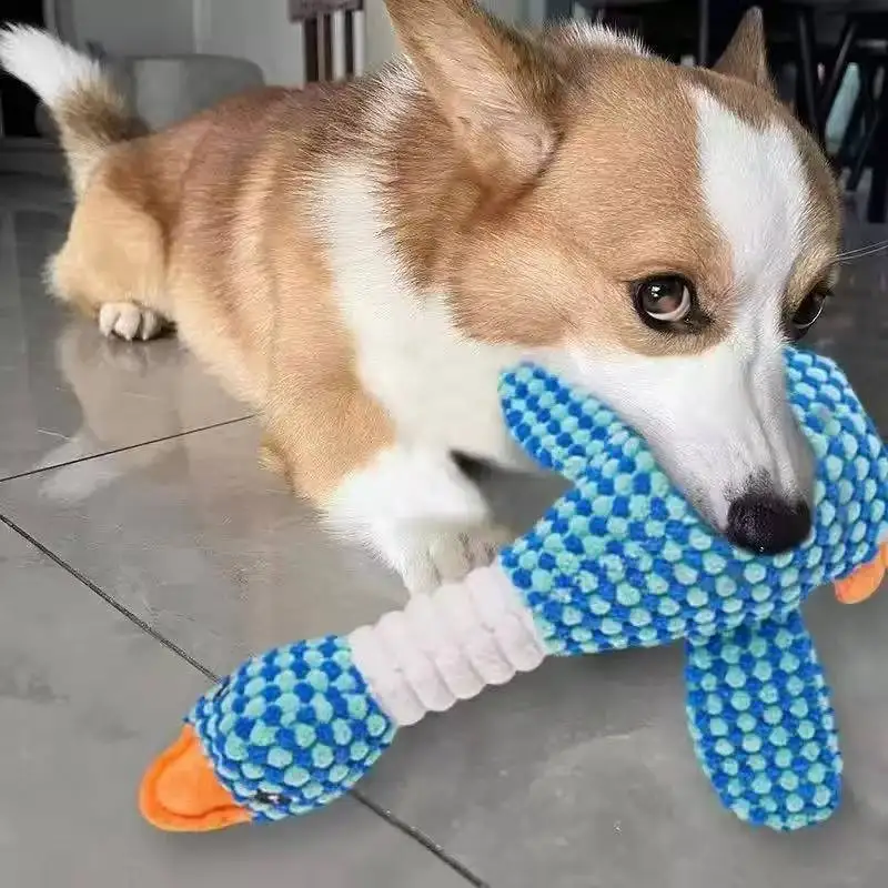 Novo Brinquedo de Pelúcia para Pets, Brinquedo Squeaky para Cães, Auto-Entretenimento, Brinquedo de Ganso de Duas Cores