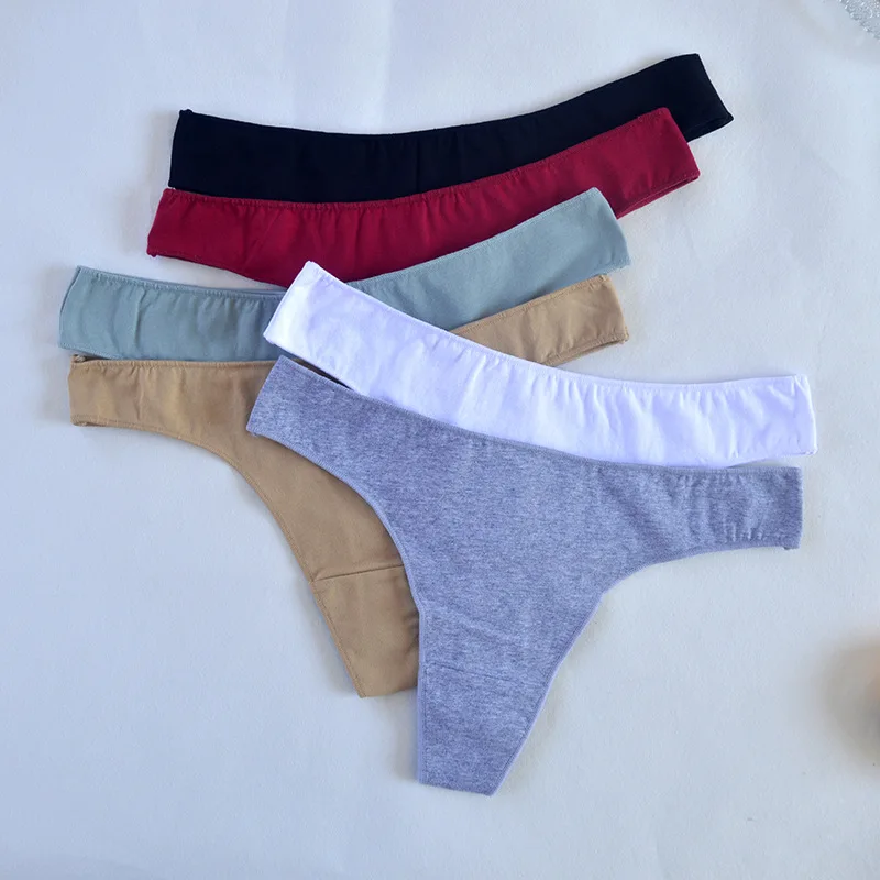 4Pcs/Set Cotton Panties Women Thongs Low Rise G-String Cotton Seamless Underwear Female Underpants Breathable Sexy Lingerie