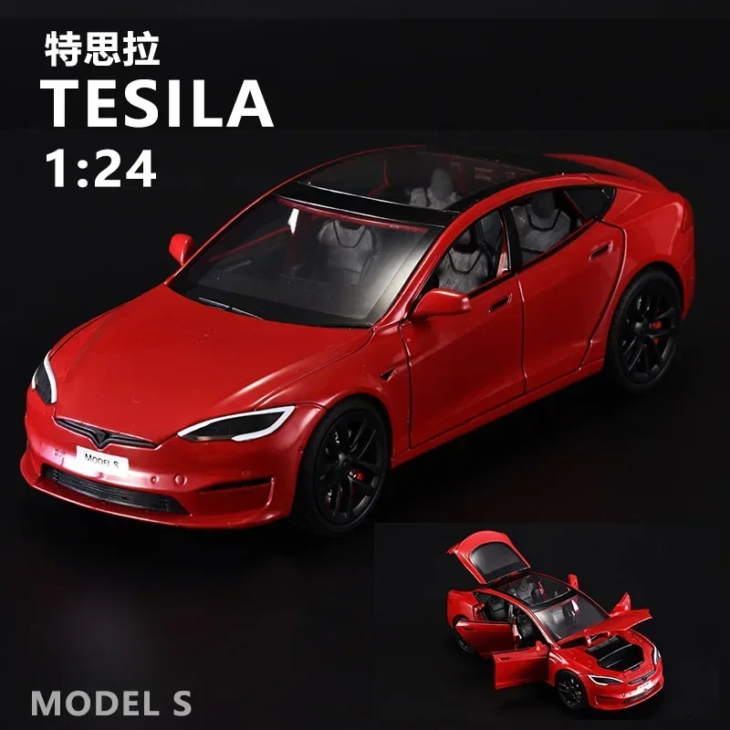 

Модель S 1:24 Tesla, модель литая из металлического сплава, модель автомобиля, звук светильник, коллекционная детская игрушка, подарки F593