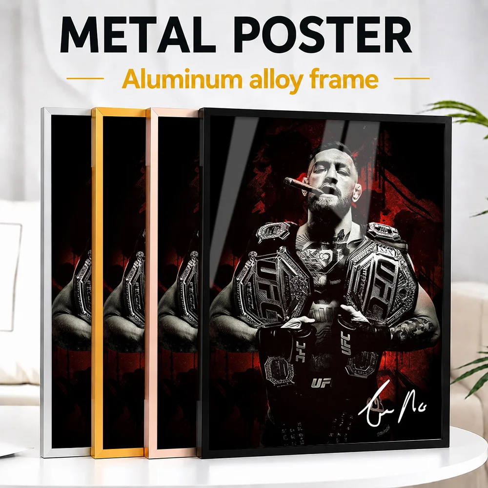 Conor McGregor MMA Champion Portrait Framed Metal Poster Customized Photographic Wall Art For Home Gym And Martial Arts School