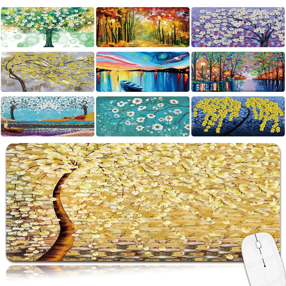 Smooth Extra Large Office Computer Desk Mat Anti-slip Waterproof PU Leather Mouse Pad Paint Pattern Portable Game Mouse Mat