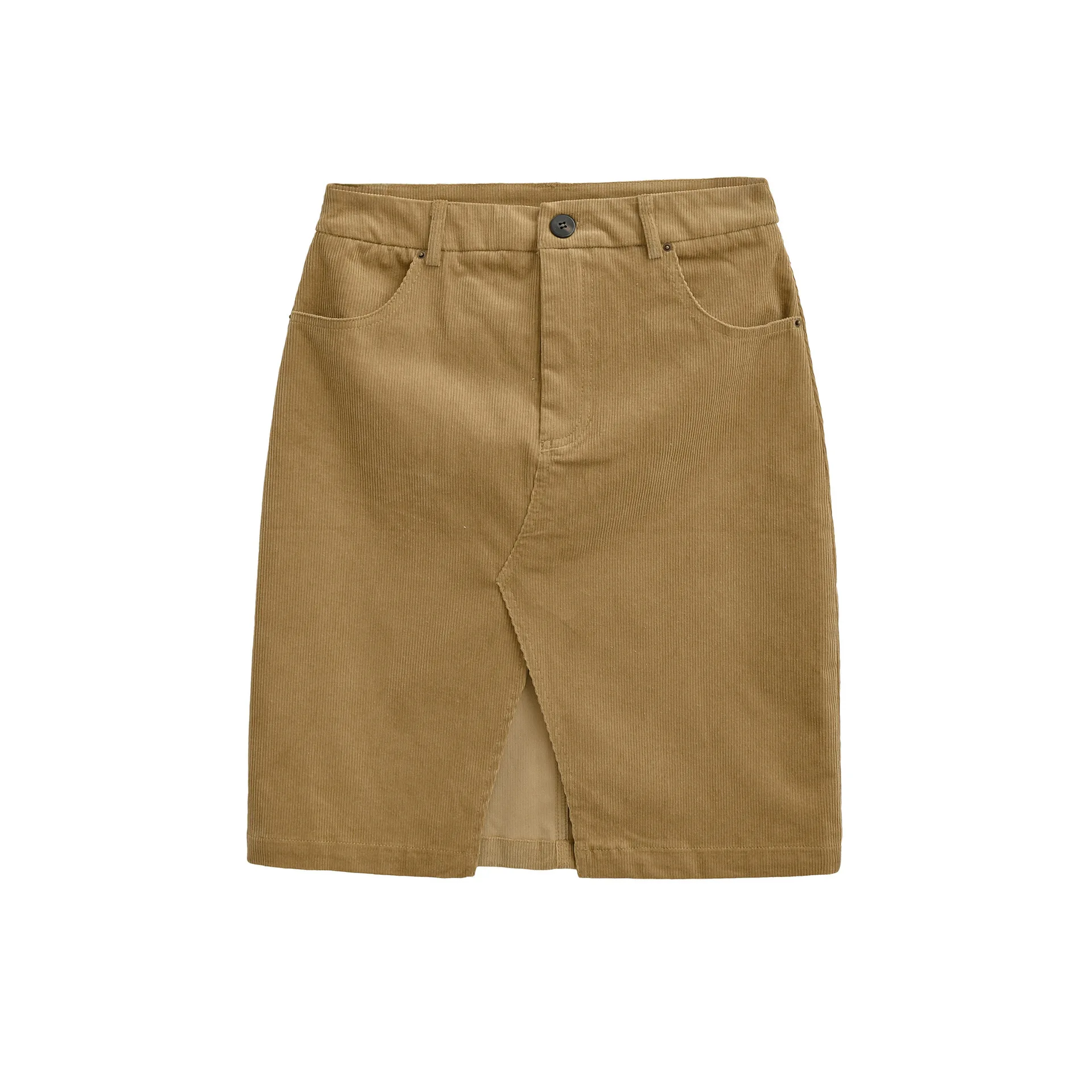 2025 New Corduroy Midi Skirt For Women Autumn And Winter Slimming High Waist Bodycon Front Slit A-Line Skirt Casaul Fashion 5TV4