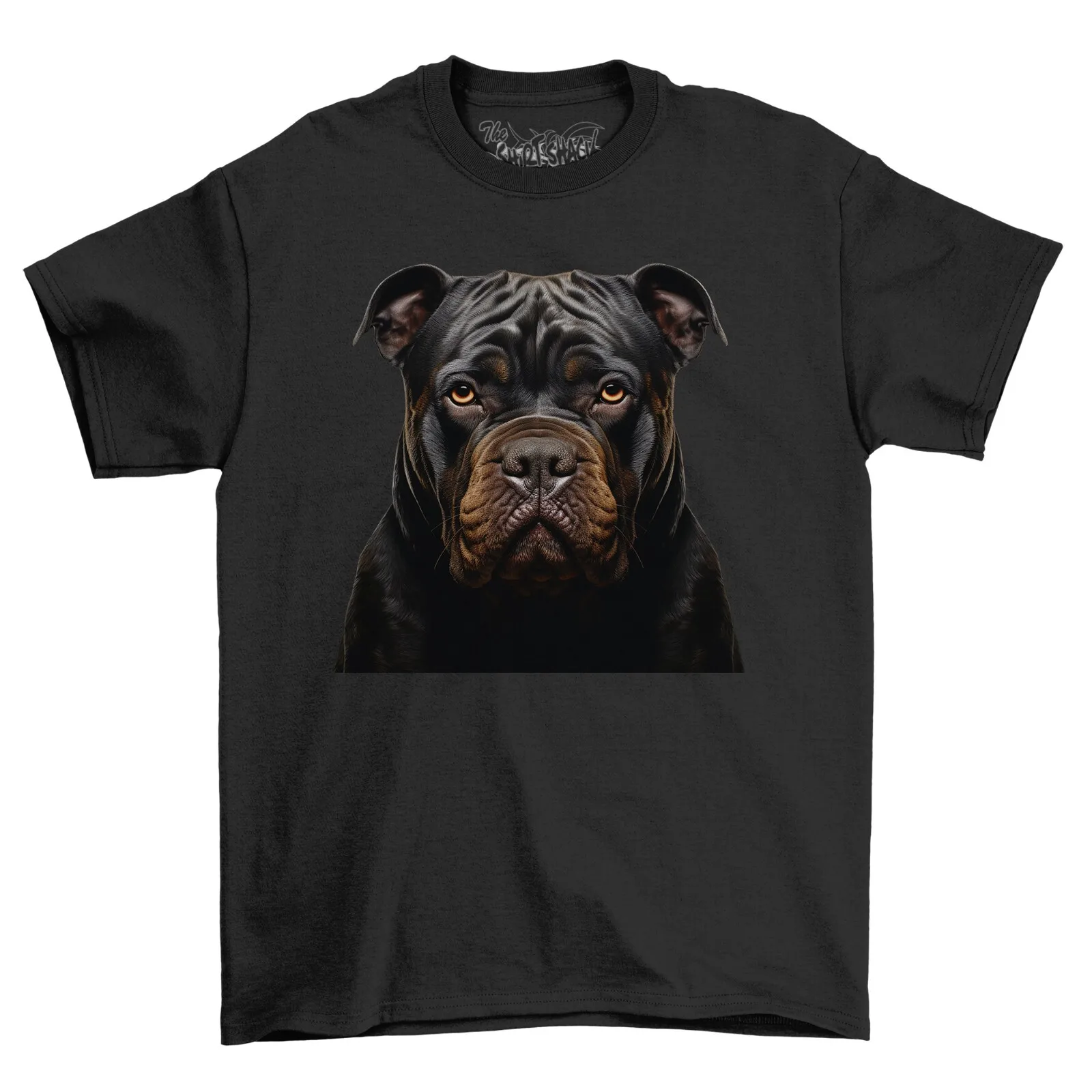 Camiseta XL Bully Dog Cara detallada XL Bully Camisa negra 100% algodón Impresión personalizada