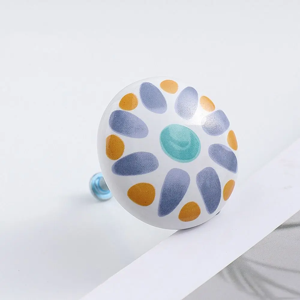 Maçanetas de cerâmica com parafuso para quarto, maçanetas de gaveta, gaveta, redondo, armário, animal, flores, roupeiro puxa