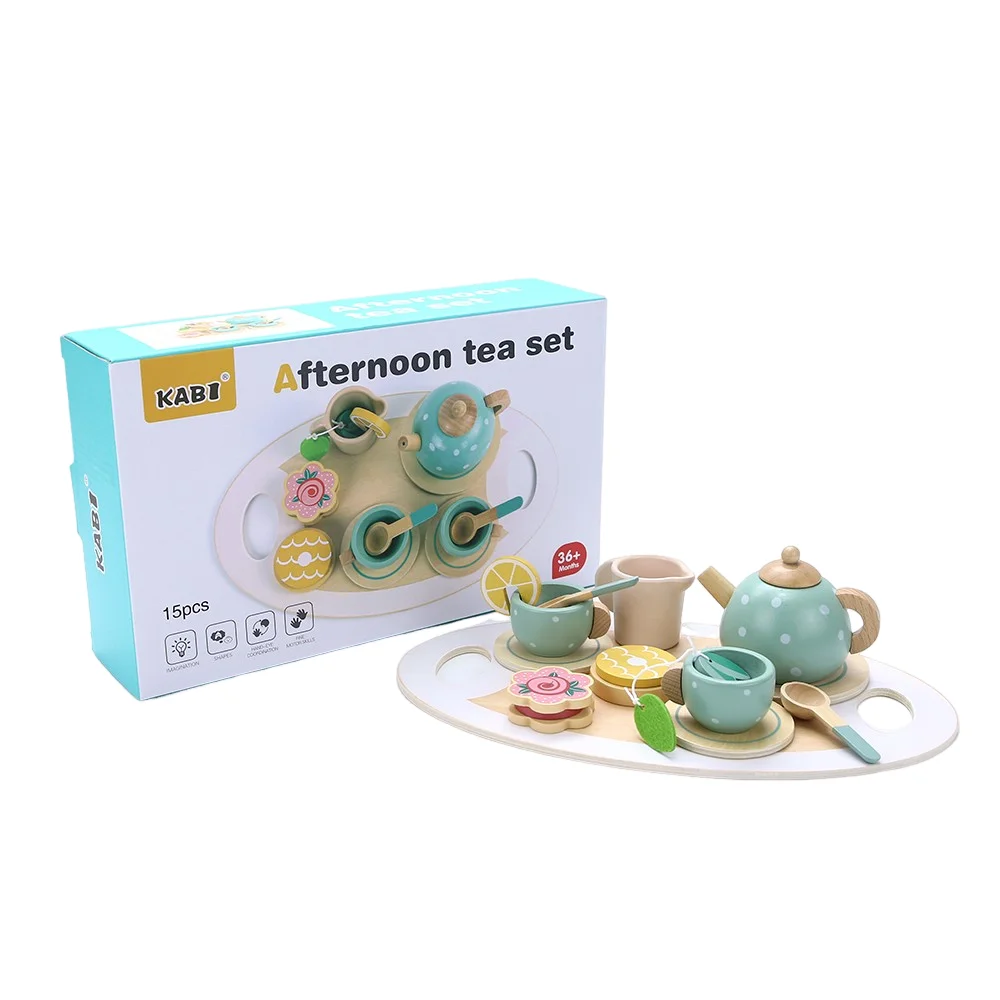 Houten Kinderen Simulatie Afternoon Tea Set Speelgoed Fantasiespel Voedsel Leren Rollenspel Vroeg Educatief Speelgoed voor Peuters G