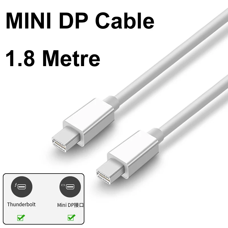 1.8M Mini DP to MiniDP Displayport 1080P Male to Male Cable dp adaptor For thunderbolt Macbook Mac Lenovo Dell