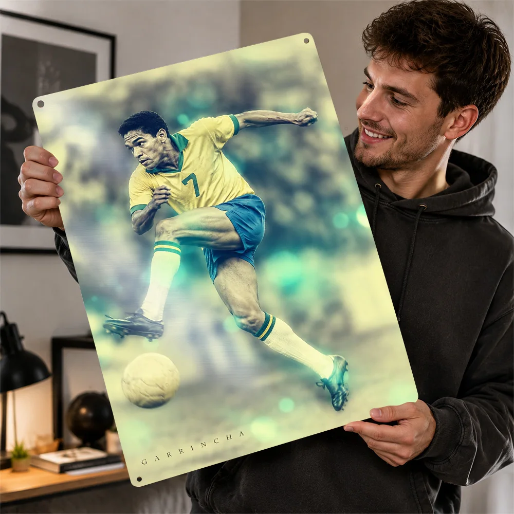 Garrincha Football Printed Poster Personalized Aluminum Metal Sign Club Legacy Style Wall Art For Supporter Corner And Bedroom