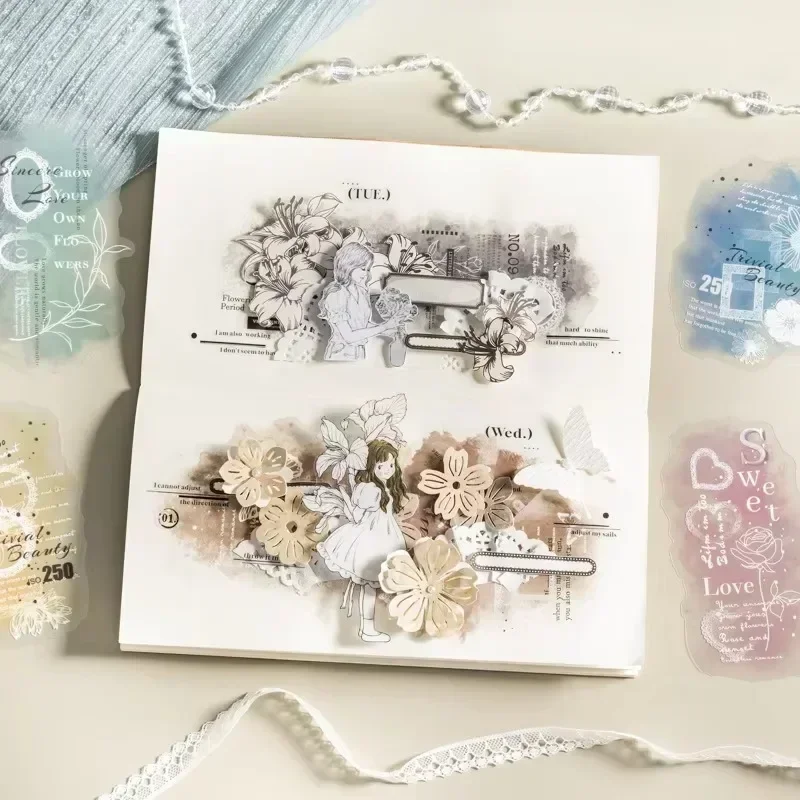 10 Stücke Scrapbooking schnitt konto DIY Konto Aufkleber tinte gefärbt spitze unregelmäßige paket Dekorative Lieferungen Schule 167*91mm