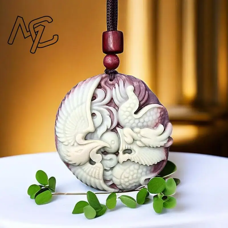 

Китайские ювелирные изделия, фиолетовый халат, нефритовый дракон, кулон Феникс, ожерелье, натуральный счастливый драгоценный камень, модный резной шарм, мужской и женский амулет