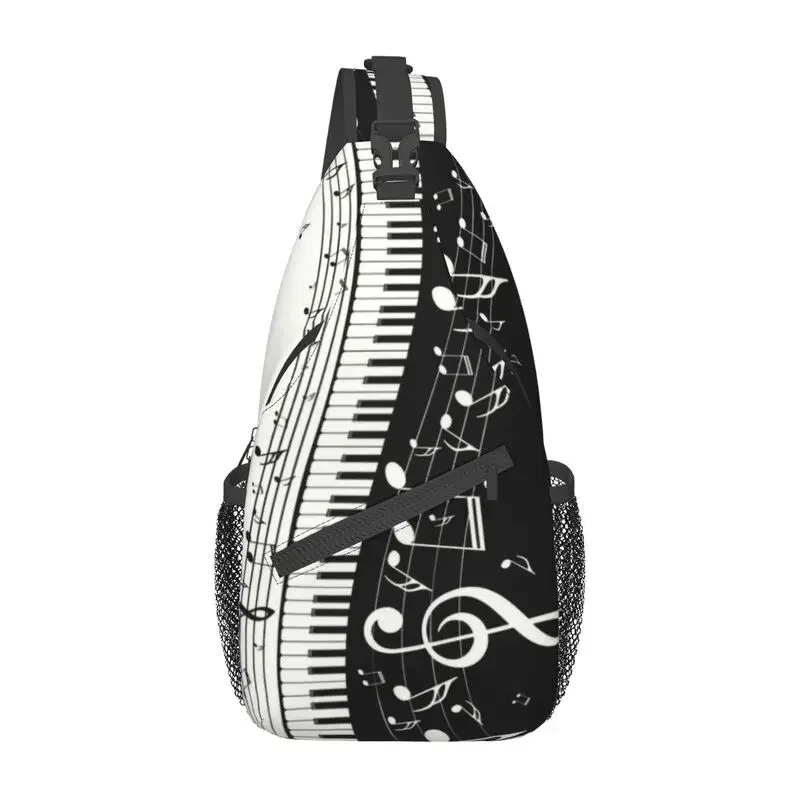 

Classic Music Notes Piano Key Sling Chest Bag Custom Musician Pianist Shoulder Crossbody Backpack for Men Travel Hiking Daypack