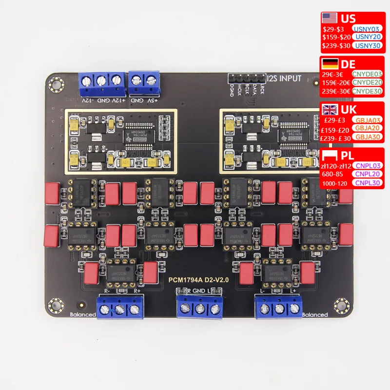 Dual Parallel PCM1794A DAC Audio Decoder PCB Board 24Bit 192kHz